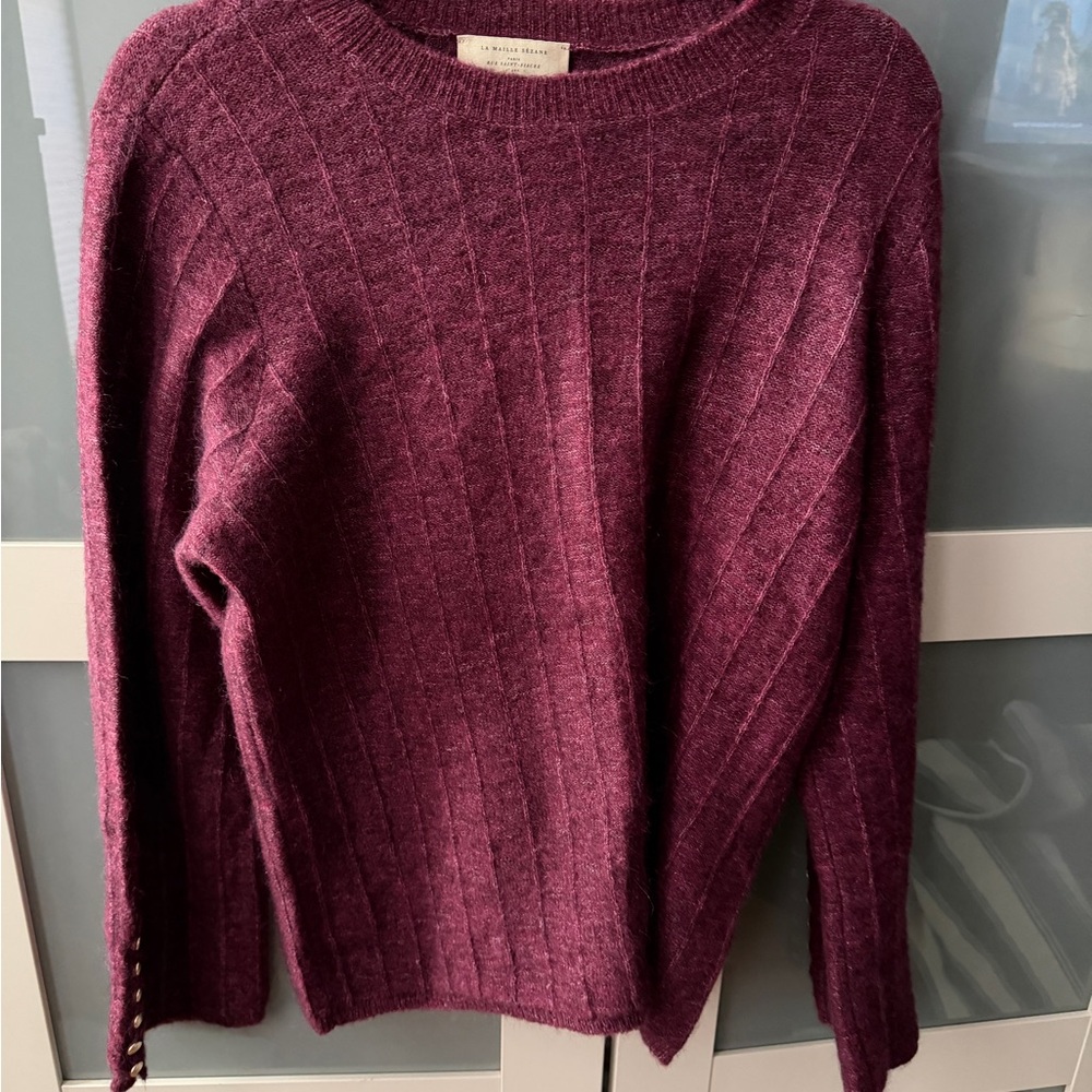 Sezane Rich Plum Crew Neck Sweater